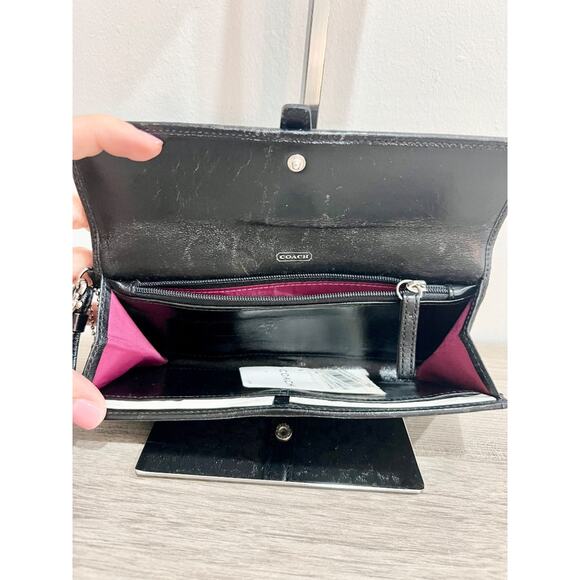 NWT Coach Small Canvas Logo Printed Wristlet Clutch Handbag Black - Picture 6 of 8